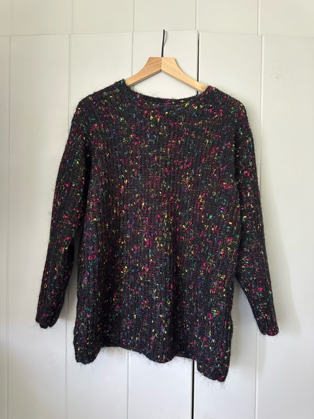 Vintage Rochelle Black Rainbow Speckled Knit Sweater
